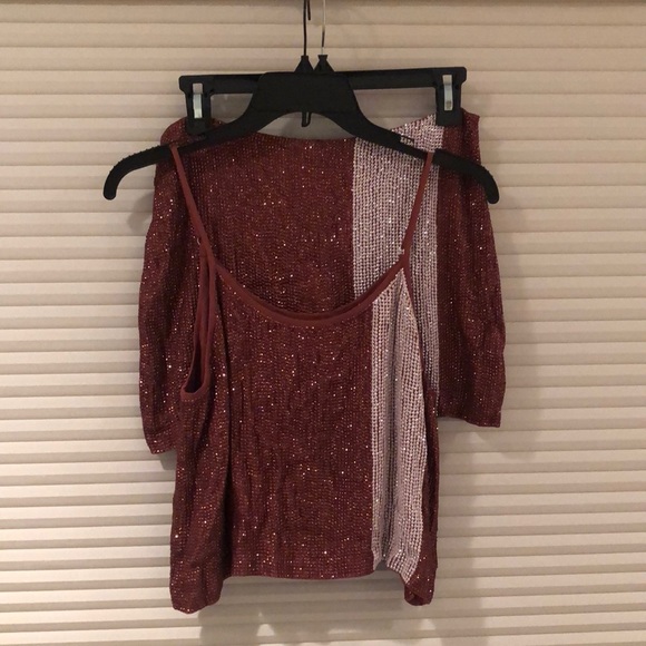 🆕💞sequin & sneakers skirt set! adjustable tank top! zipper back skirt! copper! M - Picture 15 of 15